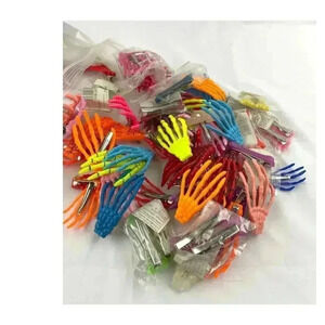 120 PC Skeleton Hand Bone Hair Clips Colorful Assortment Mixed Lot Halloween